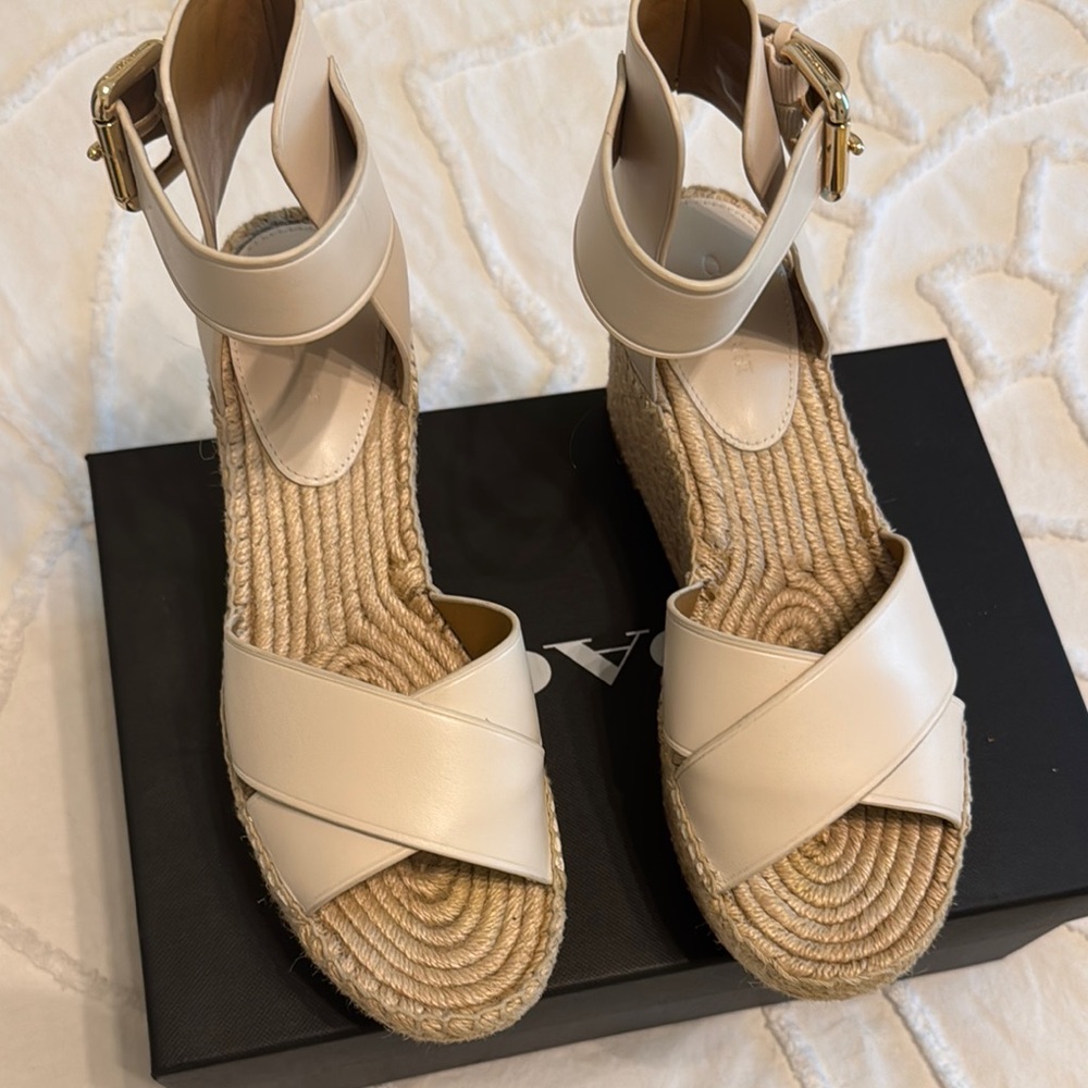Coach Cream Wedges with Wide Straps - Picture 3 of 6